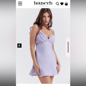 NWT House of CB EMBROIDERED LAVENDER MINI DRESS